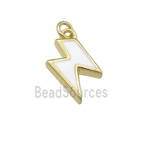 copper Lightning pendant with white enamel, gold plated