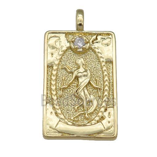 copper Tarot Card pendant, beauty, gold plated