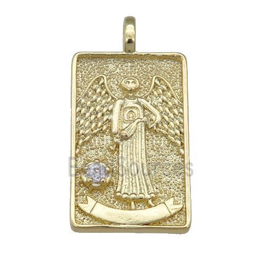 copper Tarot Card pendant, gold plated