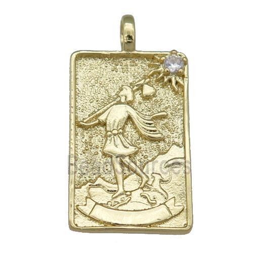 copper Tarot Card pendant, fisher, gold plated