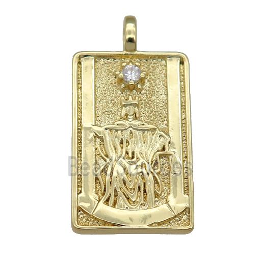 copper Tarot Card pendant, emperor, gold plated