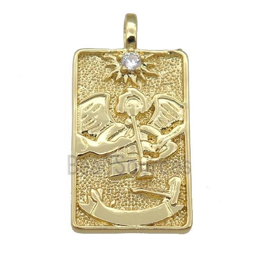 copper Tarot Card pendant, gold plated