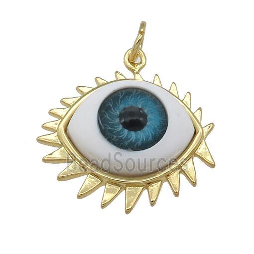 copper pendant with blue Evil Eye, gold plated