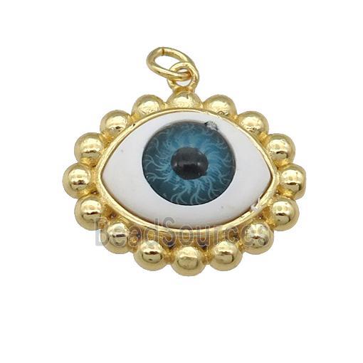 copper pendant with blue Evil Eye, gold plated