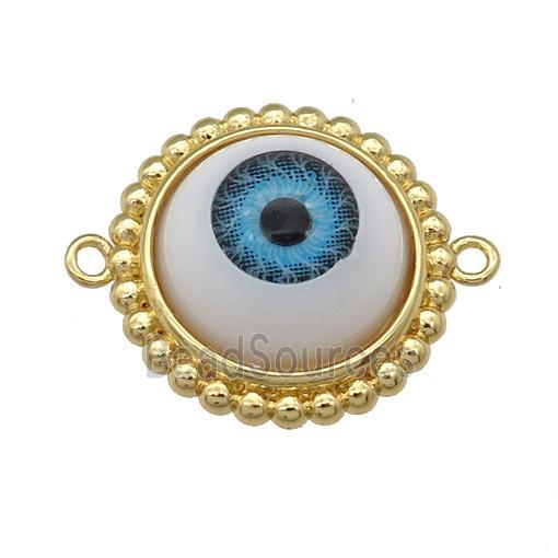 copper connector with blue Evil Eye, gold plated