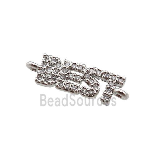 copper BEST connector pave zircon, platinum plated