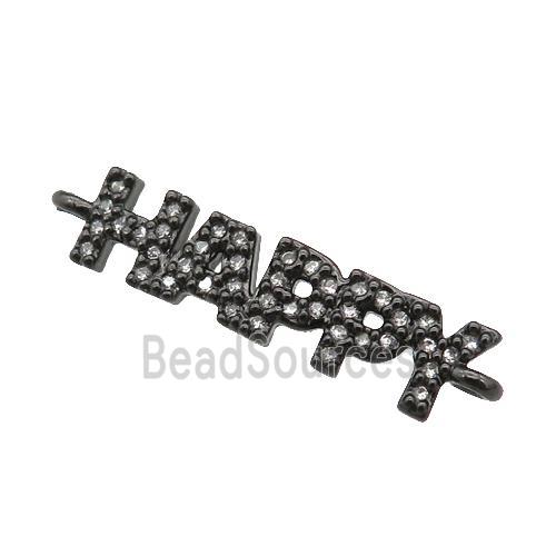 copper HAPPY connector paved zircon, black plated