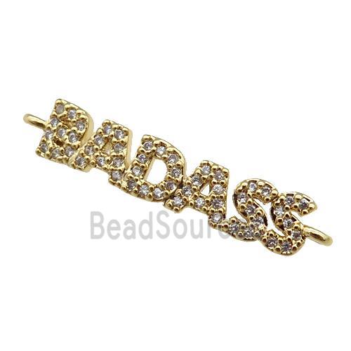 copper BADASS connector paved zircon, gold plated