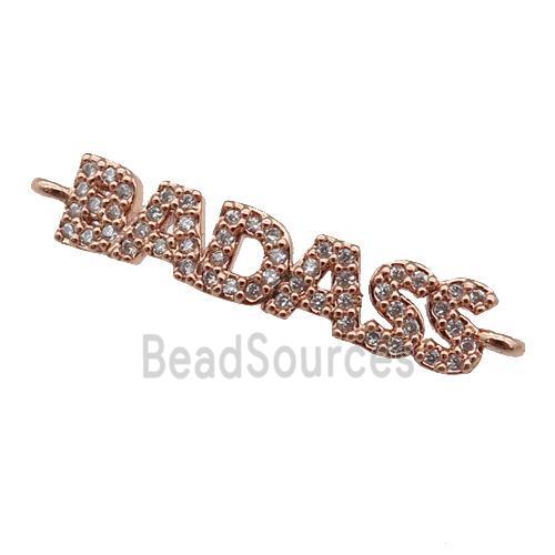 copper BADASS connector paved zircon, rose gold