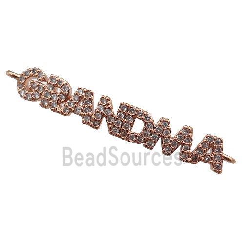 copper GRANDMA connector paved zircon, rose gold