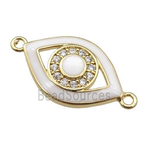 copper Eye connector paved zircon with white enamel, gold plated