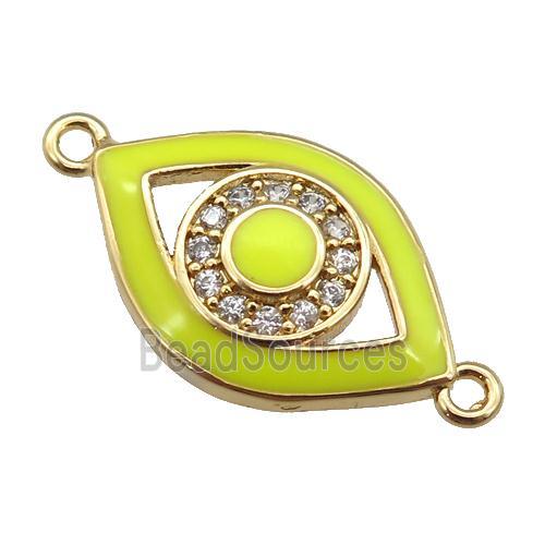 copper Eye connector paved zircon with yellow enamel, gold plated