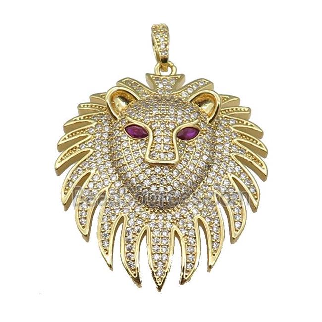 Copper Lion Pendant Pave Zircon Gold Plated