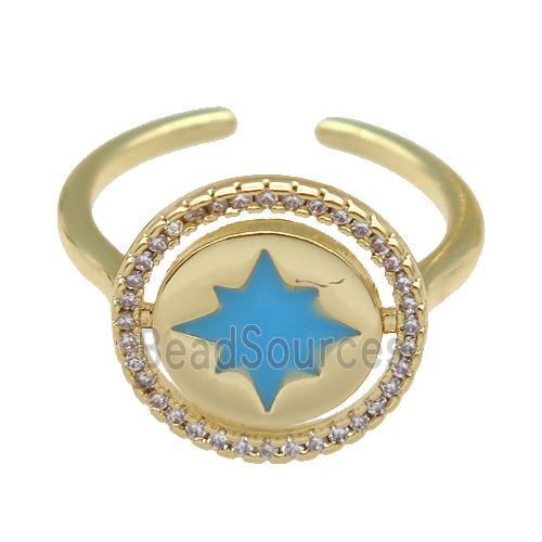 copper Ring paved zircon, gold plated