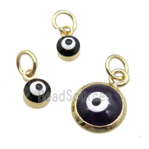 copper Evil Eye pendant with black enamel, gold plated