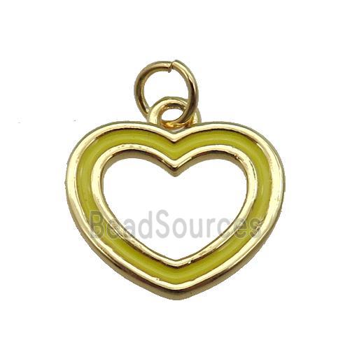 copper Heart pendant with yellow enamel, gold plated