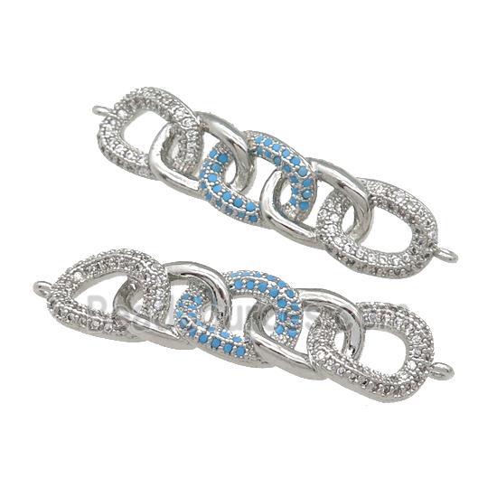 copper Linker Connector pave zircon, platinum plated