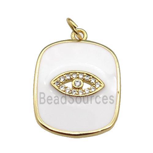 copper Rectangle paved zircon with white enamel, eye, gold plated