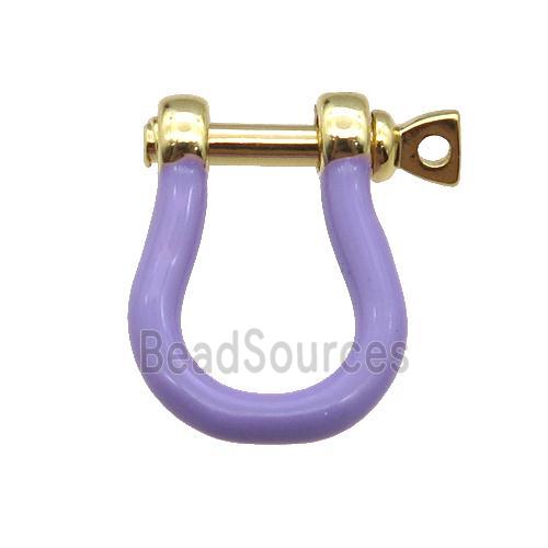 copper U-clasp with lavender enamel, gold plated