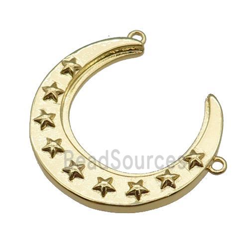 copper crescent moon pendant, gold plated