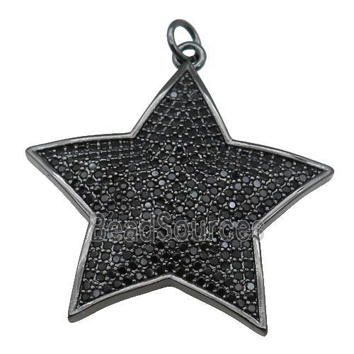 copper Star pendant paved zircon, black plated