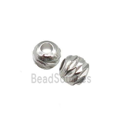 round copper carved beads, platinum plated