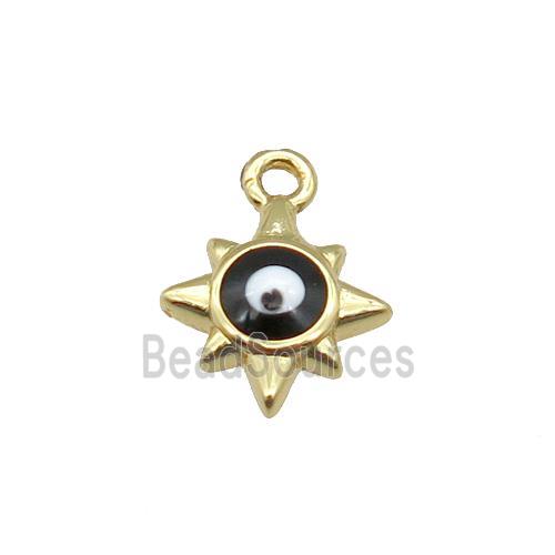 copper Evil Eye pendant with black enamel, gold plated