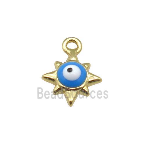 copper Evil Eye pendant with blue enamel, gold plated