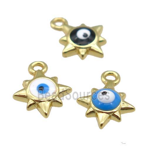 copper Evil Eye pendant with enamel, gold plated, mixed