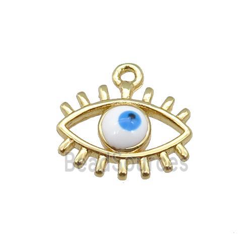 copper Evil Eye pendant with white enamel, gold plated