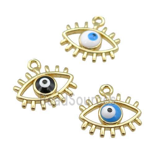 copper Evil Eye pendant with enamel, gold plated, mixed