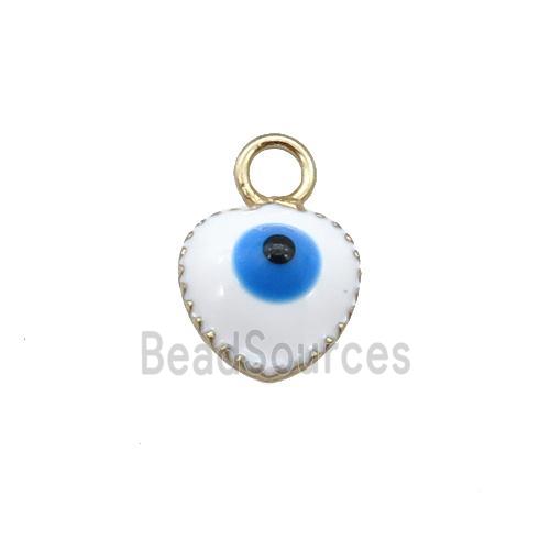 copper Evil Eye pendant with white enamel, gold plated