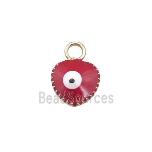 copper Evil Eye pendant with red enamel, gold plated