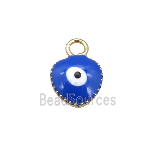 copper Evil Eye pendant with blue enamel, gold plated