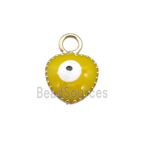 copper Evil Eye pendant with yellow enamel, gold plated