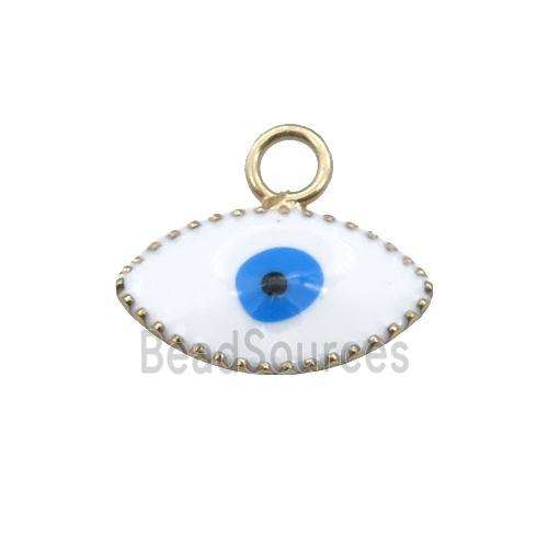 copper Evil Eye pendant with white enamel, gold plated