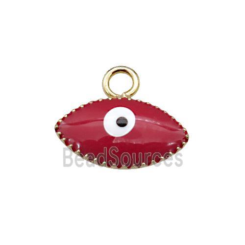 copper Evil Eye pendant with red enamel, gold plated