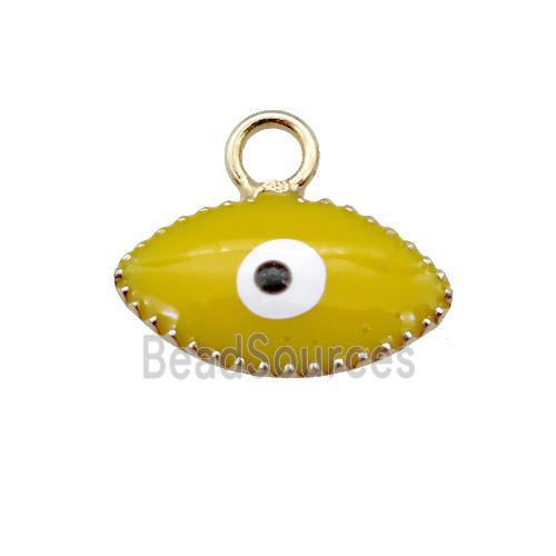 copper Evil Eye pendant with yellow enamel, gold plated