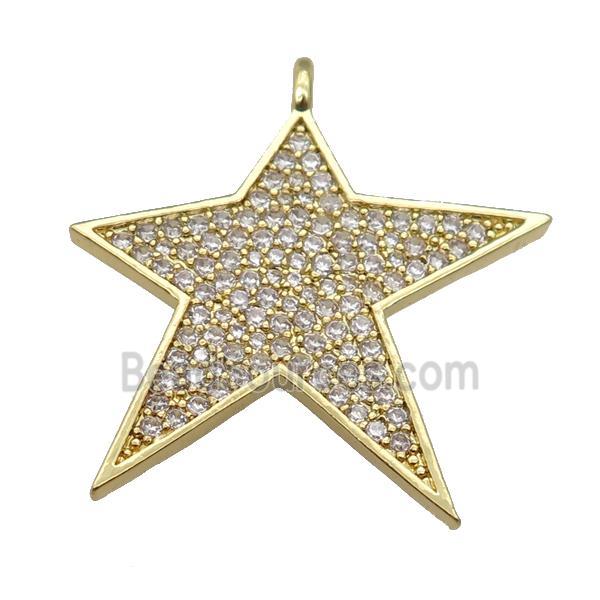 copper Star pendant paved zircon, gold plated