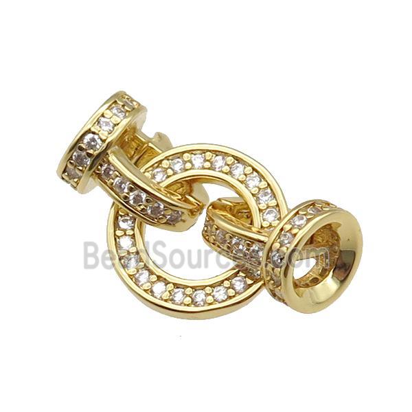 copper Clasp paved zircon, gold plated