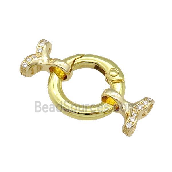 copper Clasp paved zircon, gold plated