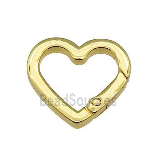 copper Carabiner Clasp, heart, gold plated