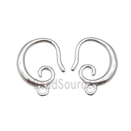 copper Hook Earring, platinum plated