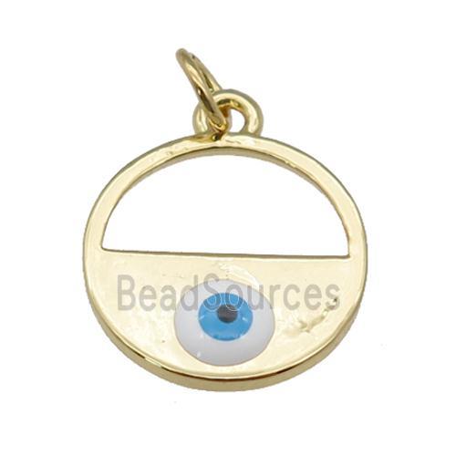 copper circle with white enamel Evil Eye, gold plated