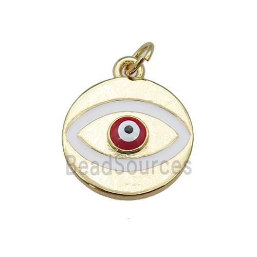 copper Evil Eye pendant with red enamel, gold plated