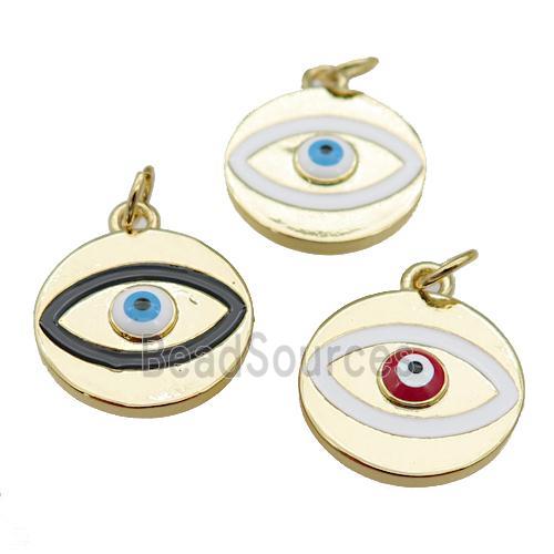 copper Evil Eye pendant with enamel, gold plated, mixed