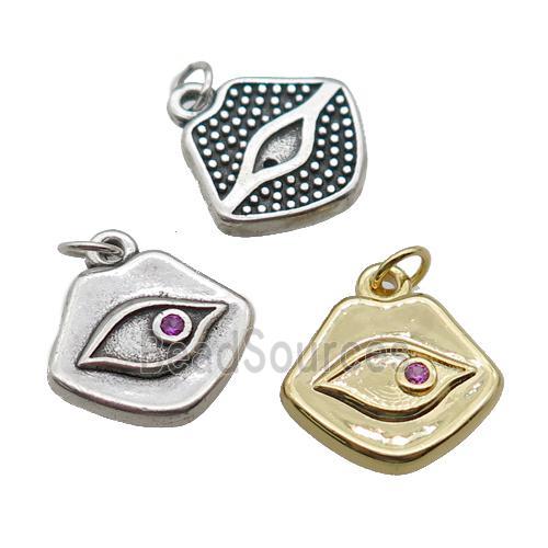 copper Eye charm pendant paved zircon, mixed