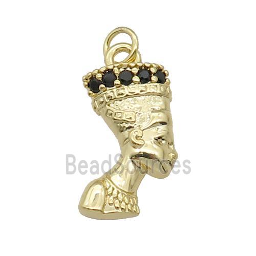 copper Egyptian pendant pave zircon, gold plated