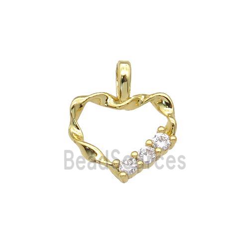 copper Heart pendant paved zircon, gold plated