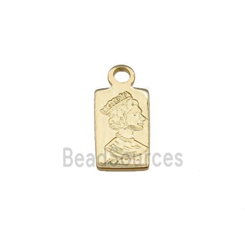 copper Queen pendant, rectangle, gold plated